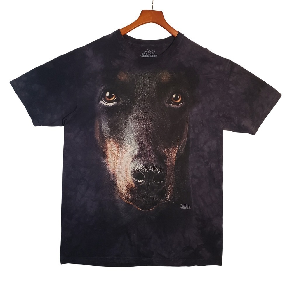 The Mountain Doberman Dog Graphic‎ T-Shirt Black Adult Unisex Large Novelty Tee